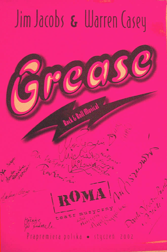 Plakat z musicalu „Grease” w Teatrze Roma z autografami artystów, fot. archiwum prywatne Małgorzaty Lipskiej